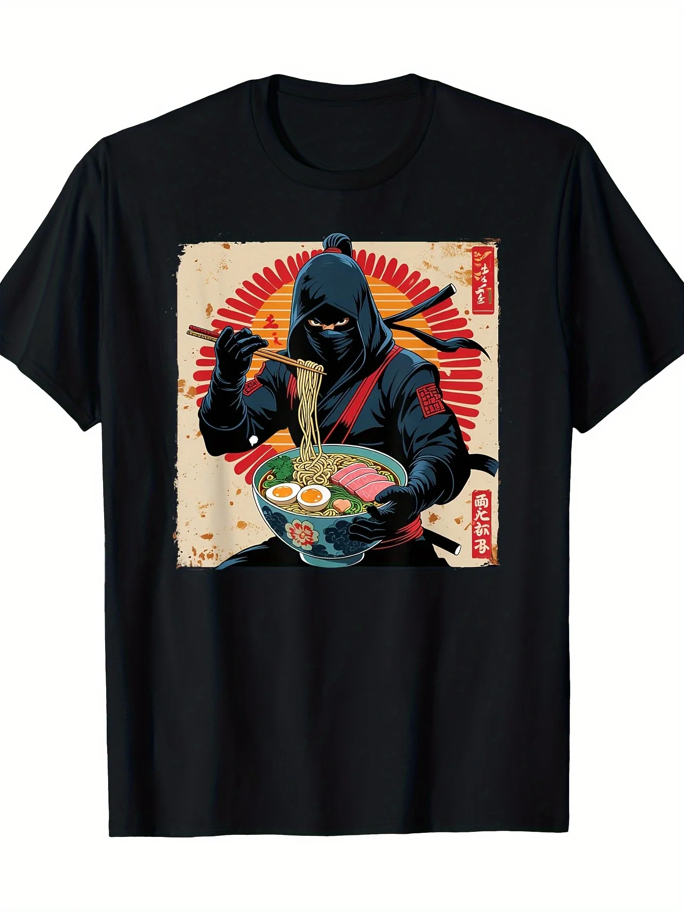 Men's Funny Snack Attack T-Shirt - Ramen Noodle & Graphic Casual Round Neck Short Sleeve Tee, Funny Foodie Gift for Cuisine Love