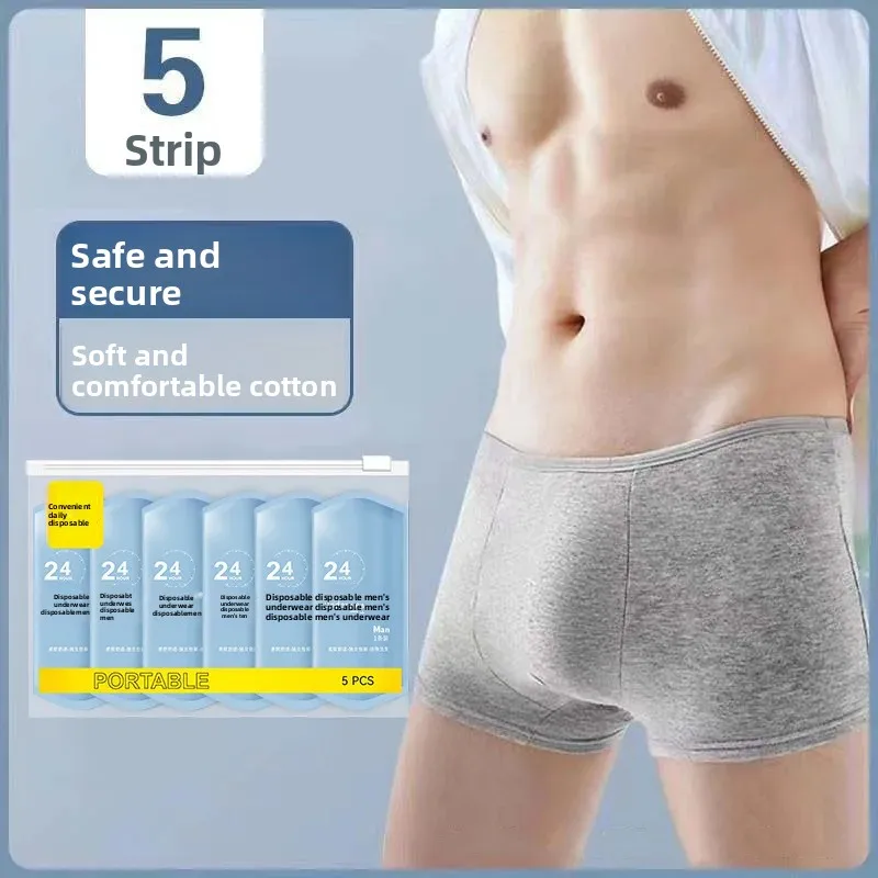 

5Pcs/lot Cotton Disposable Underwear for Men Business Trips Travel Sauna Breathable Disposable Panties Men JJ-042