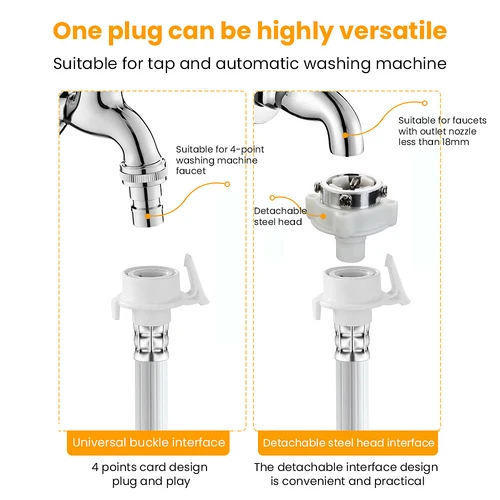 Tubo de entrada de agua para lavadora, manguera portátil para llenado de agua, conexión de entrada de agua, 2M