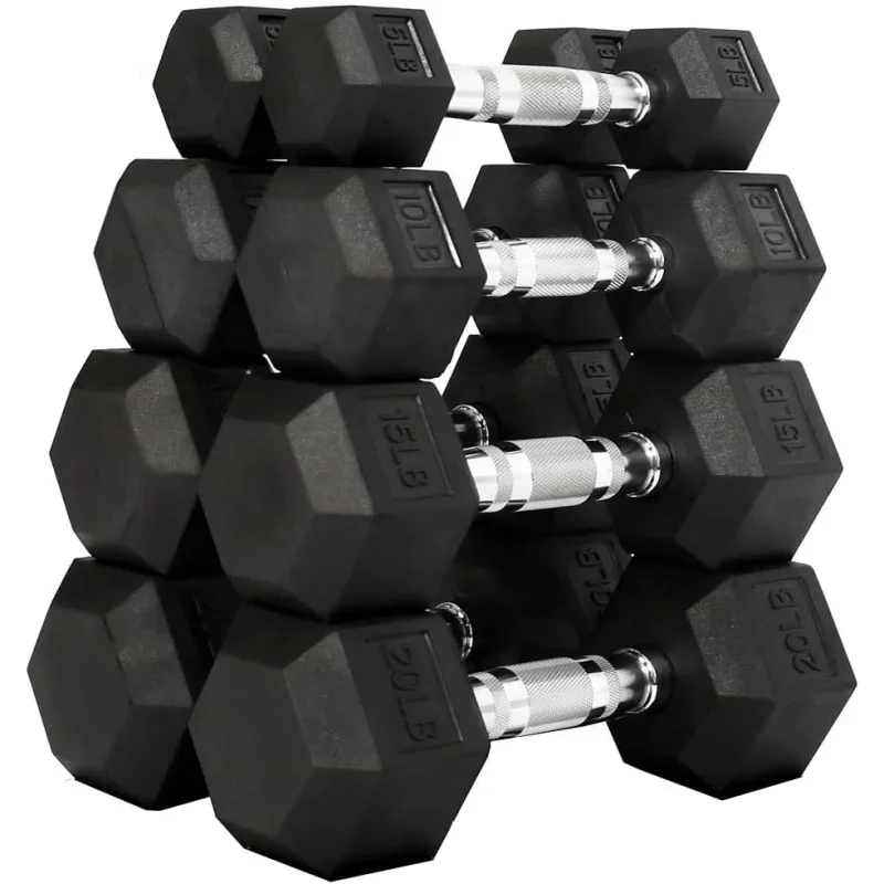 Premium Rubber Coated Hex Dumbbell Weight Set,Multiple Packages