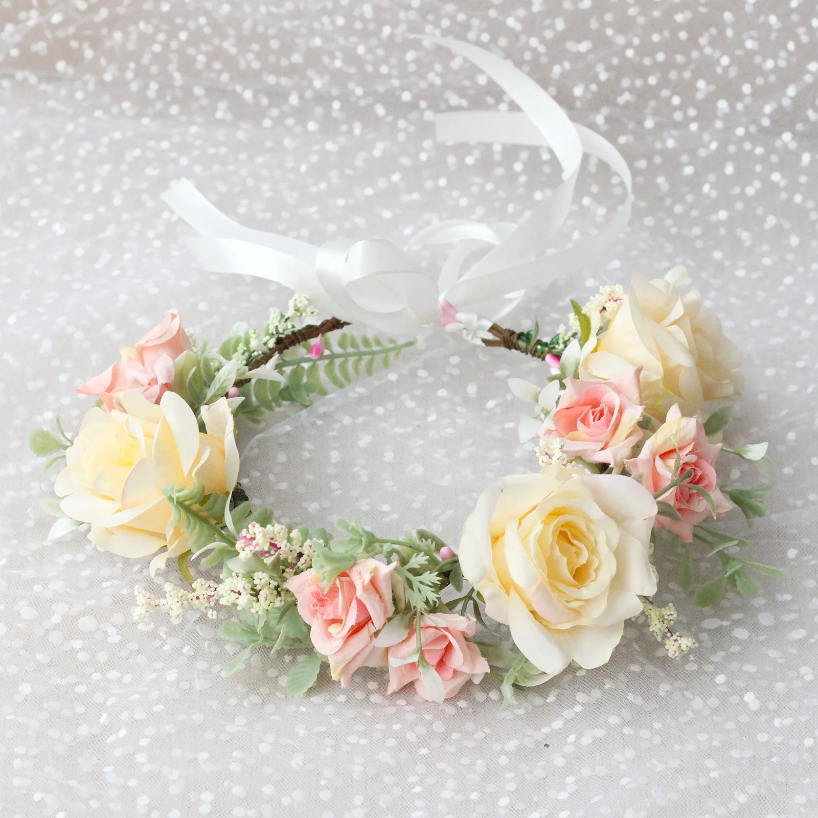 Women Girls Flower Headband Bride Flower Crown Hairband Hair Accessories Wedding Party Spring bohemia Wreath Headpiece Headwear