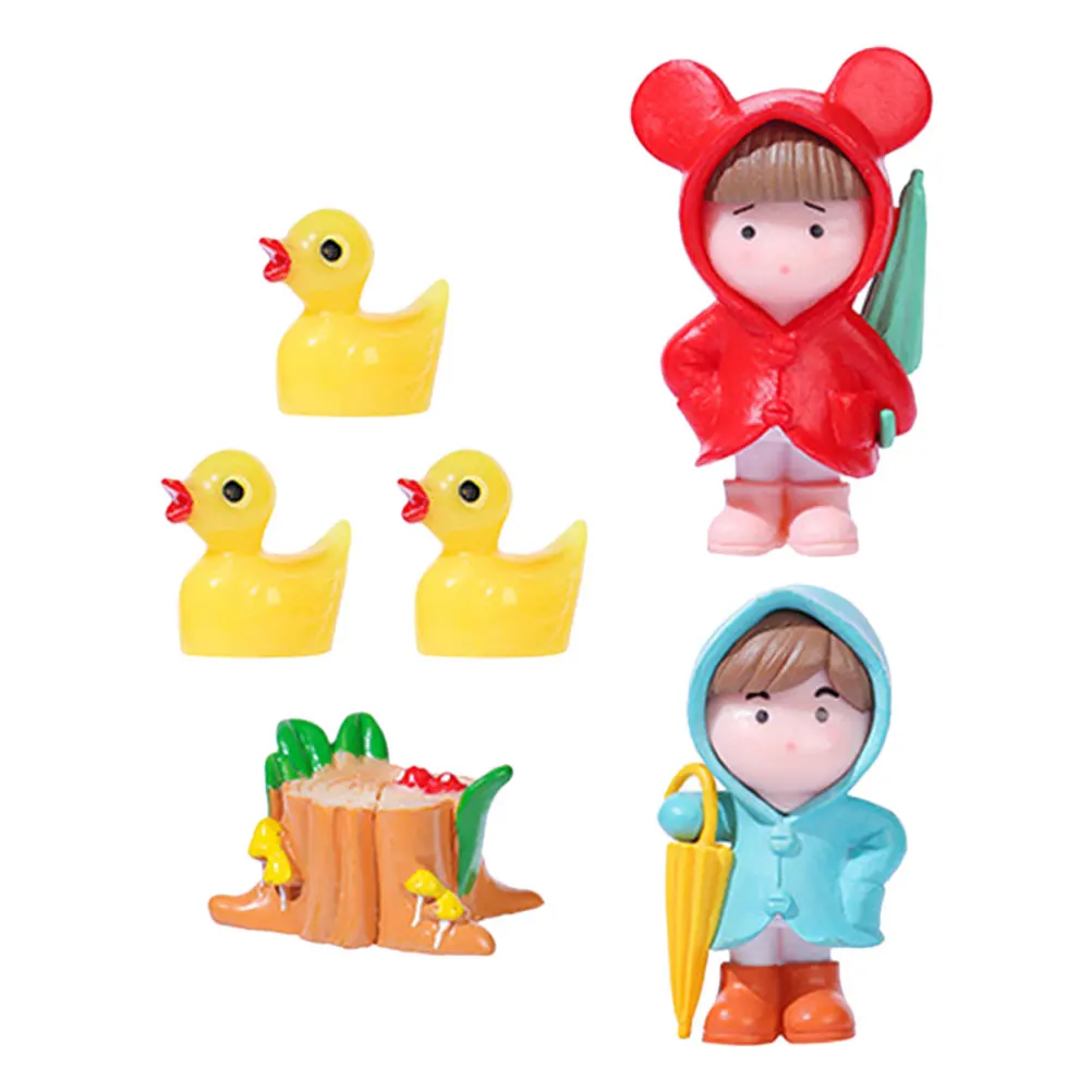 

6 Pcs Ducks Couple Resin Sculpture Home Mini Resin Farm Animals Decor Garden naments Flowerpot L scaping Small Figurines