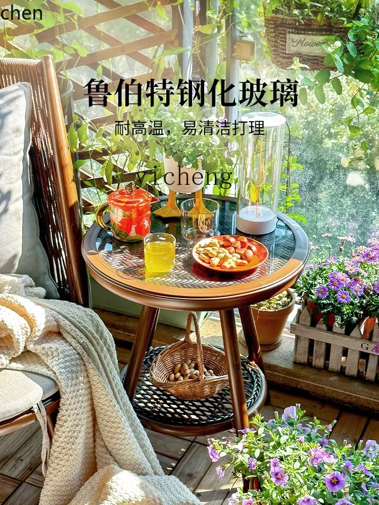 ZML purple leaf balcony leisure chair simple living room small apartment sofa chair single rattan