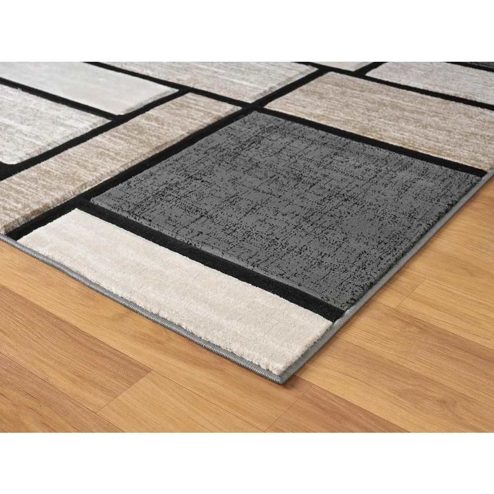 سجادة منطقة بوليستر تجريدية معاصرة، 8 × 10 للمنزل والمكتب، تصميم عصري نابض بالحياة، سجادة غرفة معيشة متينة غير باهتة