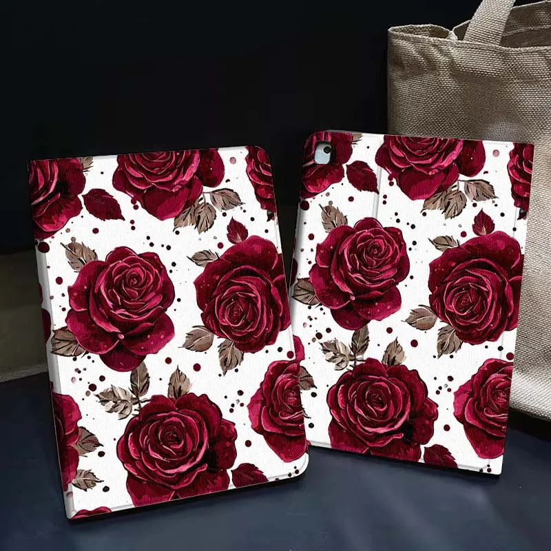 

White Daisy Black Background Tablet Case For Apple iPad Air Pro mini 1 2 3 4 5 6 7 8 9 11 M2 M3 M5 M4 5th 6th 7th 10th 11th Gift