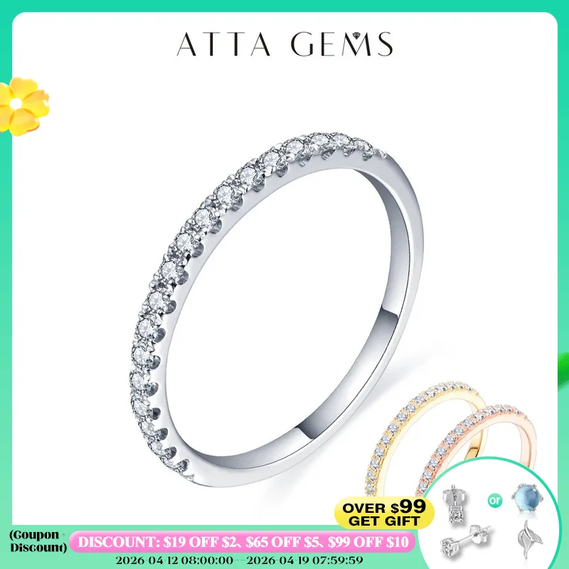 

ATTAGEMS 925 пробы Серебряное Белое золото круглое Отличное Кольцо из муассанита для девочек Коктейльные ювелирные изделия