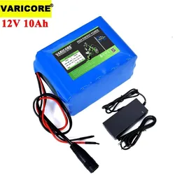 VariCore Protection 12V 10ah 18650 lithium Rechargeable battery 12v 10000mAh for Monitor emergency lights +12.6v 3A Charger