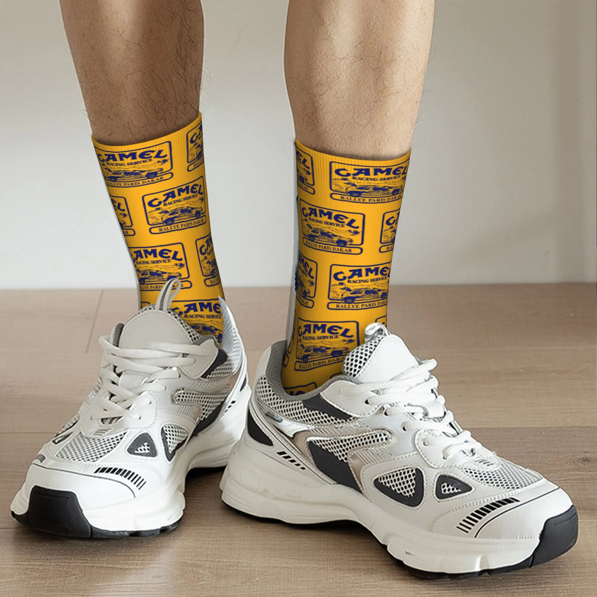 Custom C-Camels Defender 110 Mens Crew Socks Unisex Novelty Moto Yellow Spring Summer Autumn Winter Dress Socks