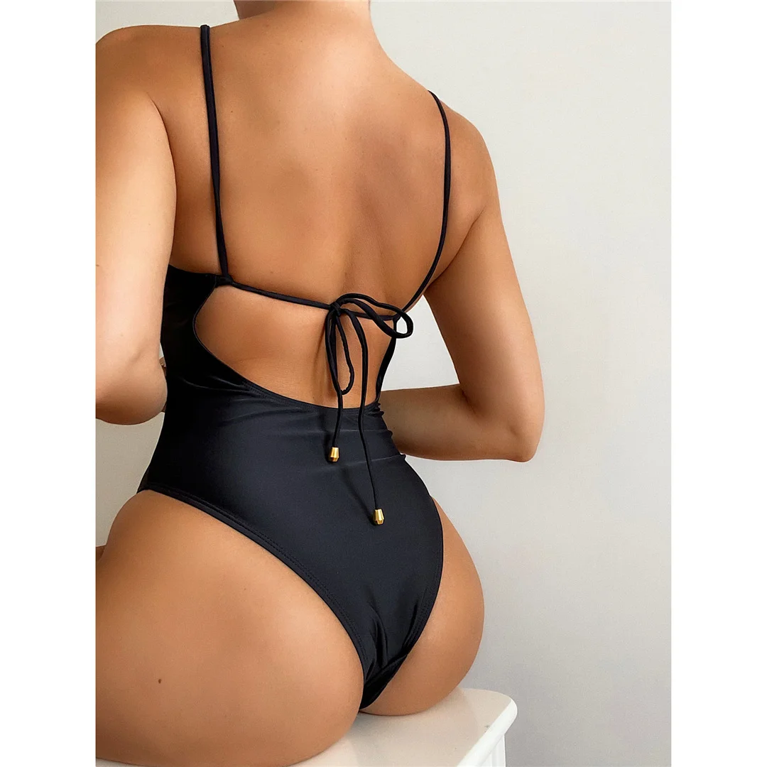 Sexy rückenfreier Monokini-Badeanzug mit Leopardenmuster, einteiliger Badeanzug für Damen, gepolstert, mit hohem Beinausschnitt, Badebekleidung, Badeanzug für Damen, V3238L – Detail 15