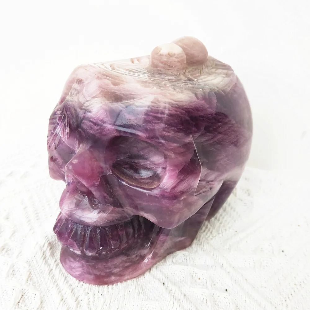 1623g Extraordinary Natural Purple Flourite Crystal Skull Dream Fluorspar Quartz Head With Spider Home Decor Healing