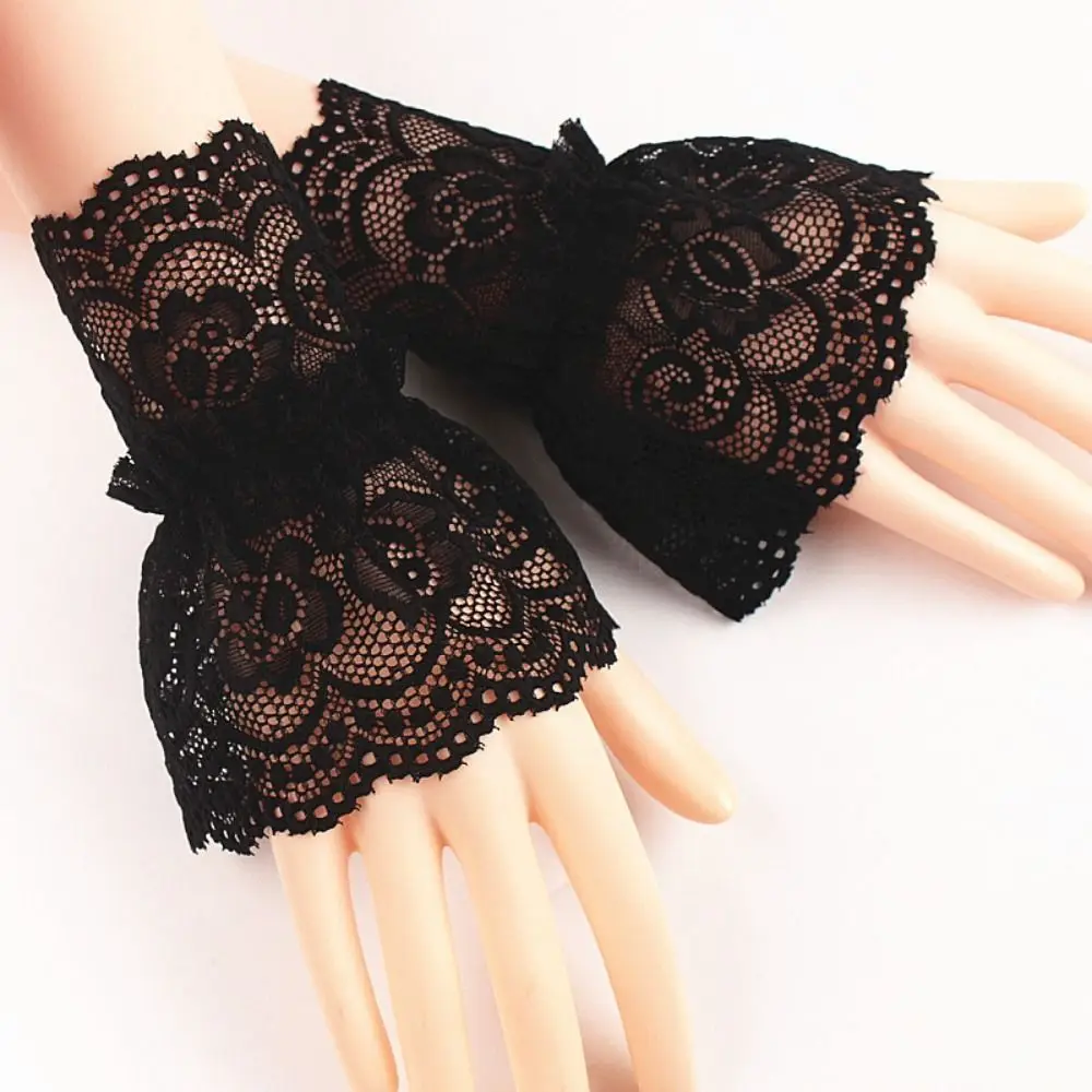 1Pair Sun Protection Gloves Sweater Decorative Arm Cover Lace Cuffs Fake Sleeve Detachable Sleeve Cuffs Ruffles Elbow Sleeve