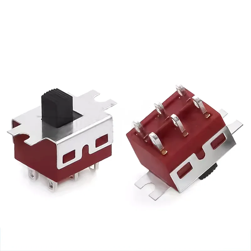 SS-22D08G5 (2P2T) Double row 6-pin vertical toggle switch Hair dryer straight sliding switch