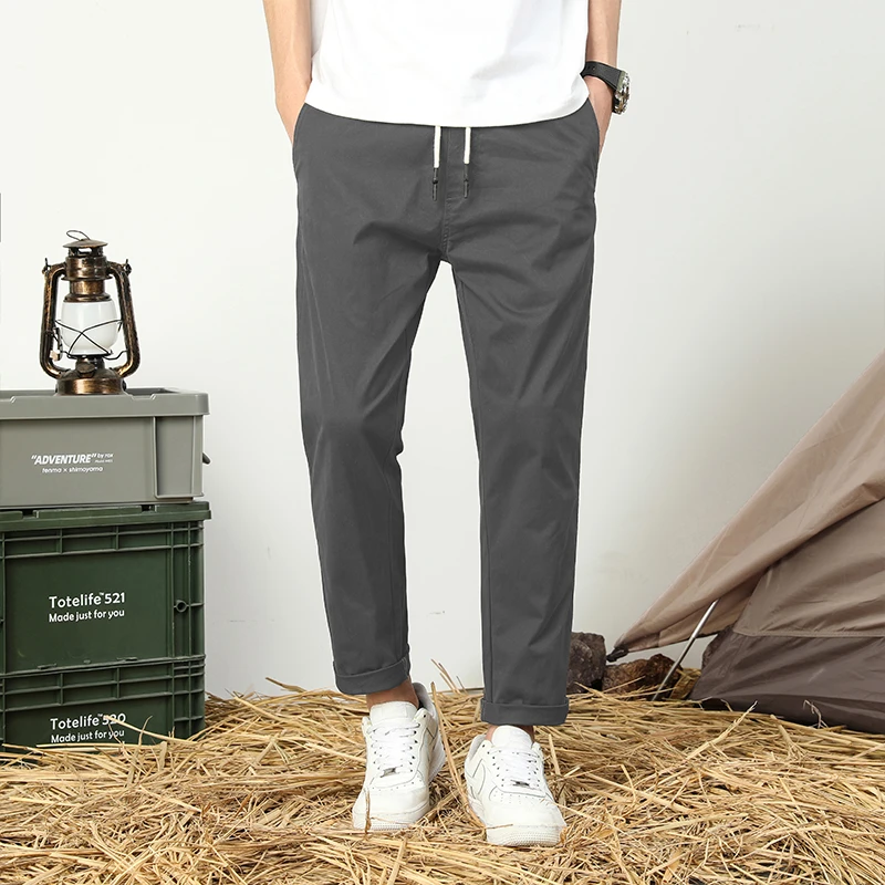 

CUMUKKIYP Men's Loose-fitting Straight-leg Casual Pants with Nine-point Design for Summer and Autumn A Must-have for Trendy Look