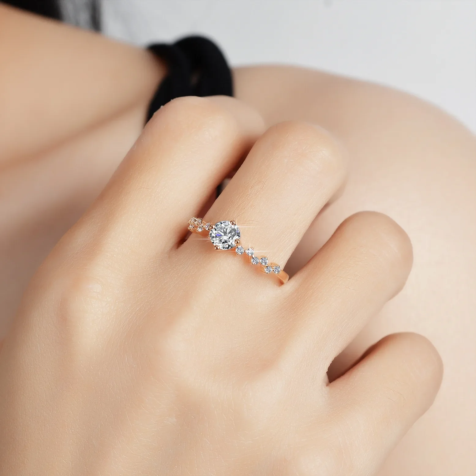Lumira 18K Champagne Gold 50-Point Moissanite Princess Crown Ring for Women  Wedding Engagement Fine Jewelry Gifts