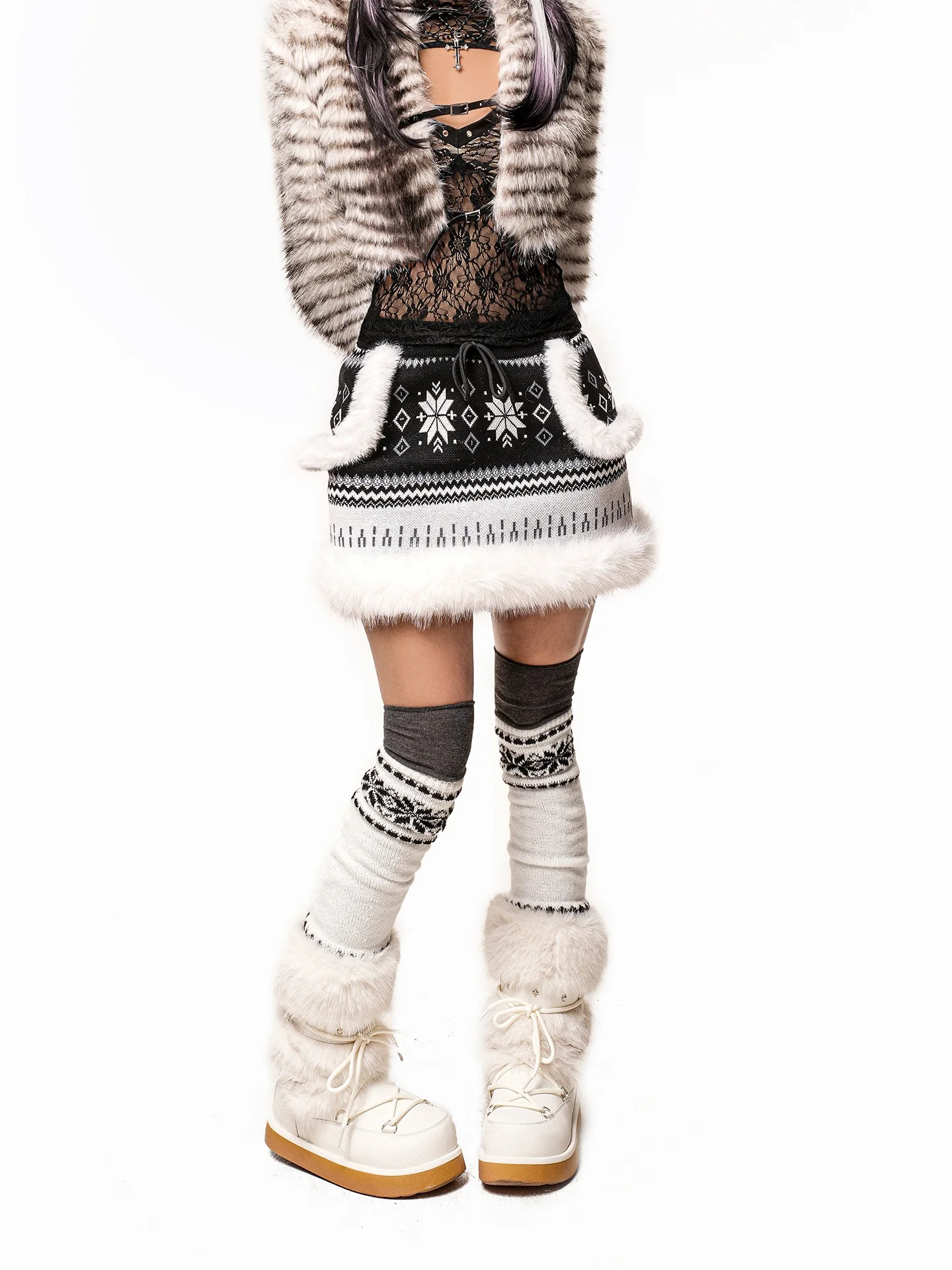 

ink Knitted Floral f Skirt Women's Autumn Winter Plu Wrap around Skirt Low Waist A-Line Skirt Elastic Waist