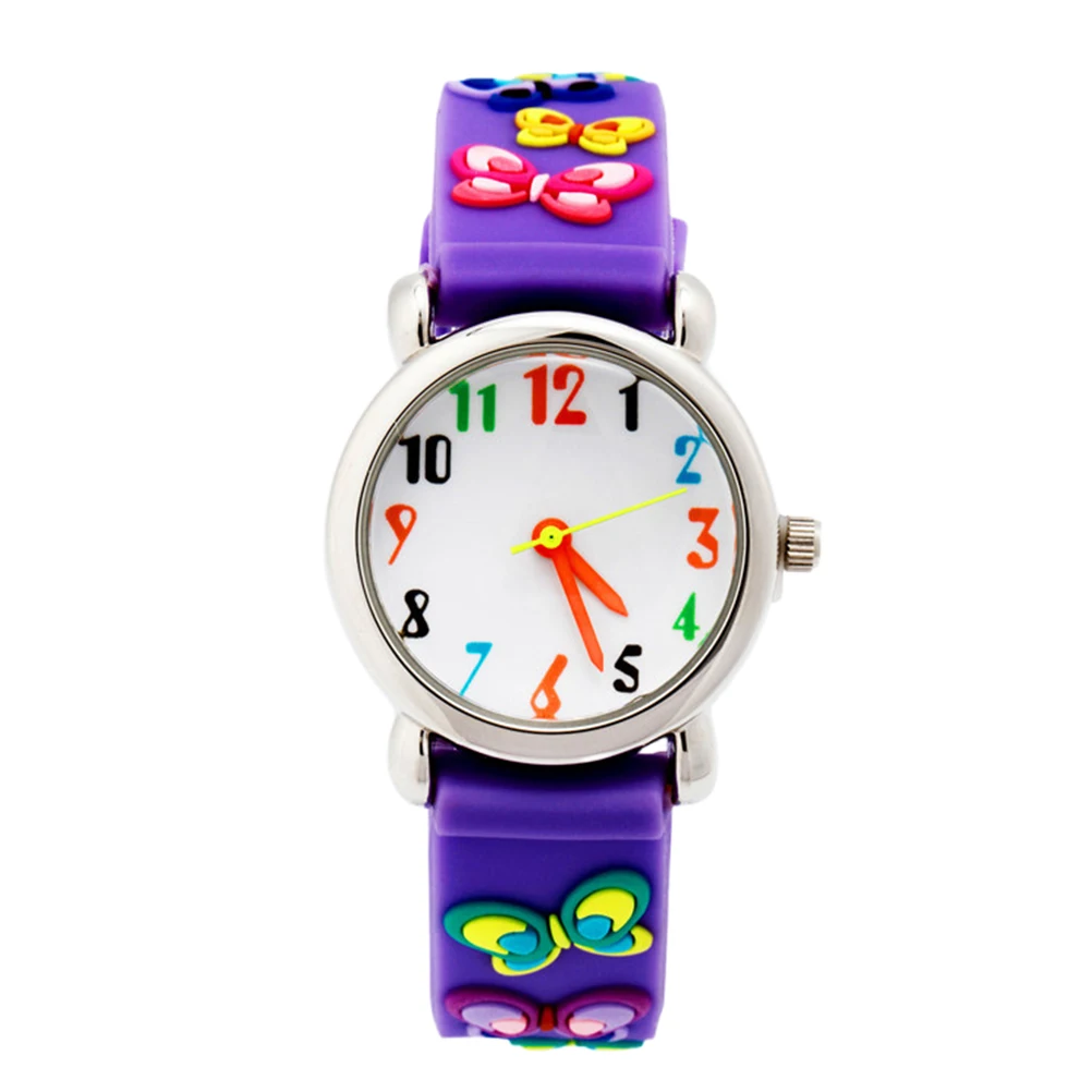 3D Waterproof Watch For Kids Cartoon Wristwatch Purple Durable Safe Precise Quartz Movement Unique Adorable Pattern Creative
