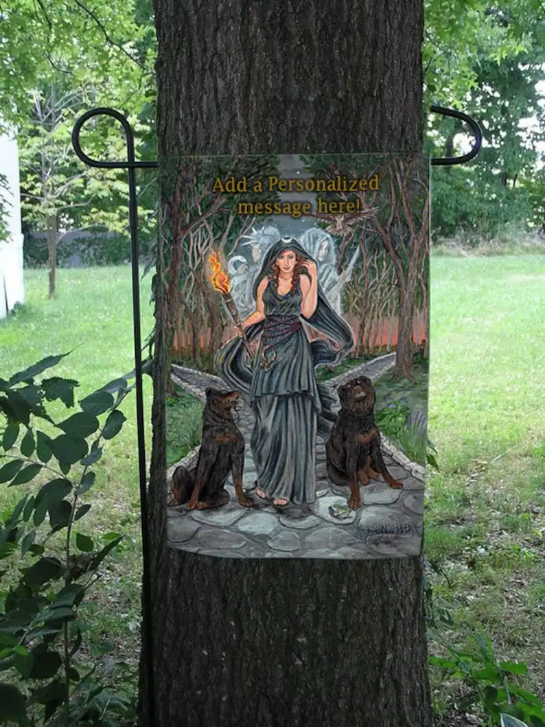 Hecate, Goddess of the Crossroads Garden Flag