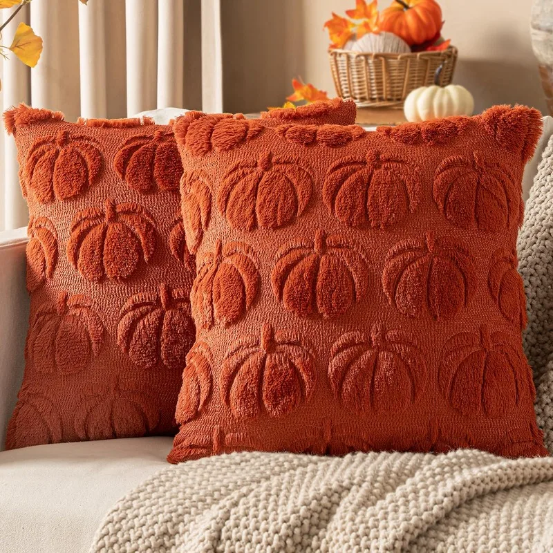 2025 Zucca Peluche Coperture per Cuscini Soggiorno Divano Ricamato Artigianato Divano Federa per Cuscini Cuscino Testa del Letto Coperture per Cuscini Decor