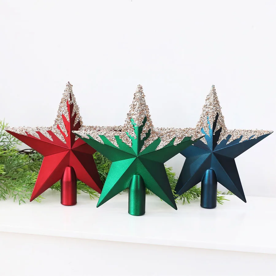 Electroplated Painted Tree Topper Star, Christmas Tree Decoration Ornament, Xmas Atmosphere Scene Dress-up Prop