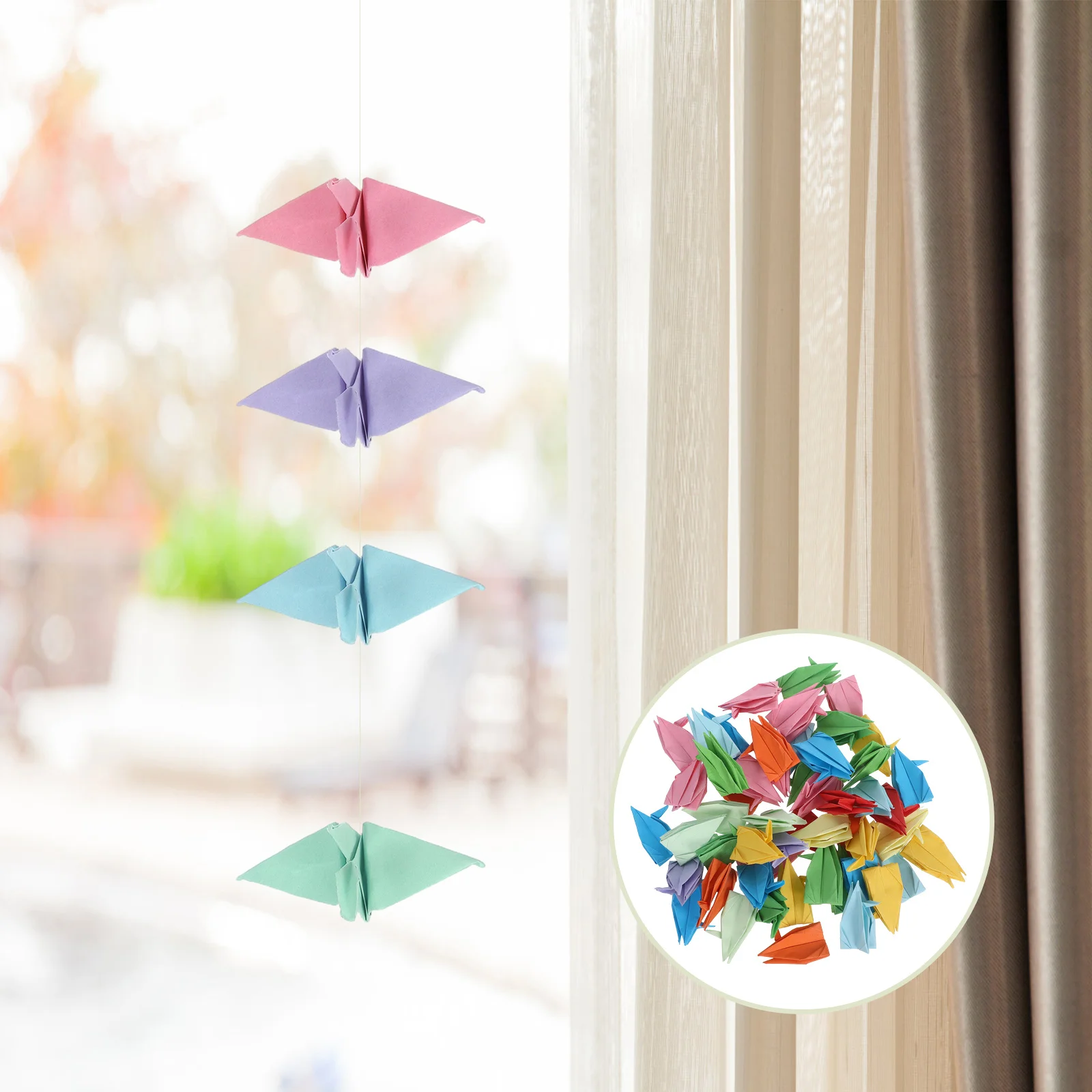

50Pcs Paper Cranes Handmade Origami Wedding Reception Decor Party Photo Booth Props Colorful Folding Cranes Bridal Party Prop