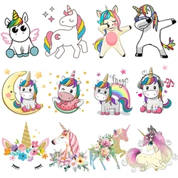 Cartoon Cat/Unicorn Patch Iron On Transfer For Clothing Cute Animal Thermal Transfer For Clothes Thermo Sticker On Clothes Decor