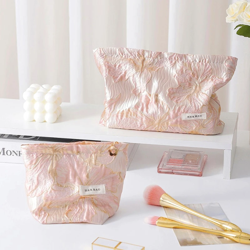 Nueva Mini bolsa de cosméticos de flores para mujer, artículos de tocador portátiles, bolsa organizadora para el cuidado de la piel, bolsa para llaves y monedas, bolsa de artículos de tocador de viaje
