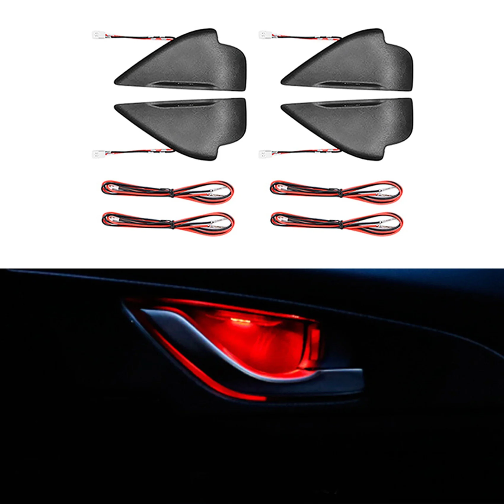 Car LED Door Bowl Armrest Atmosphere Light Door Bowl Handle Frame Light for Mazda 3 Axela 2014-2016 Blue