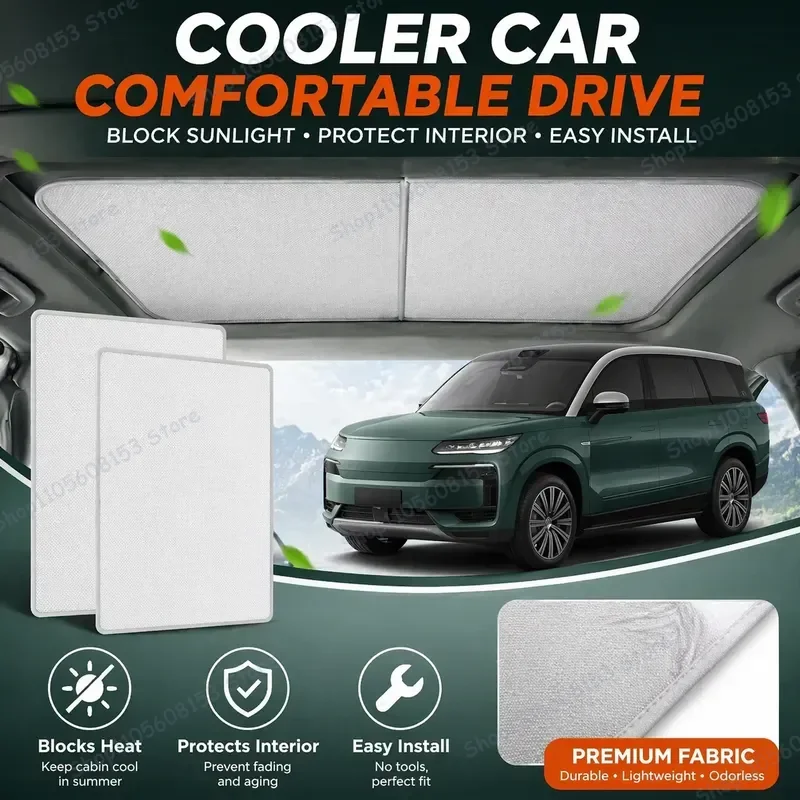 For BYD DENZA N9 2025 2026 2027 Suede Sunroof Shade UV Protection Electrostatic Adhesion Heat Insulation Skylight Cover