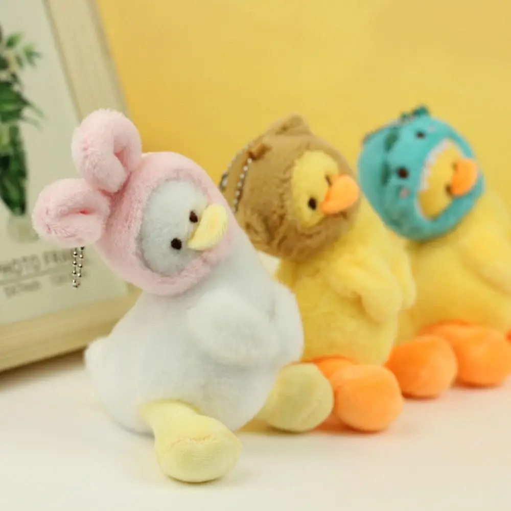 Fashion Stuffed Plush Cartoon Yellow Duck Keychain Animals Creative Duck Bag Pendant Cute Soft School Bag Pendant