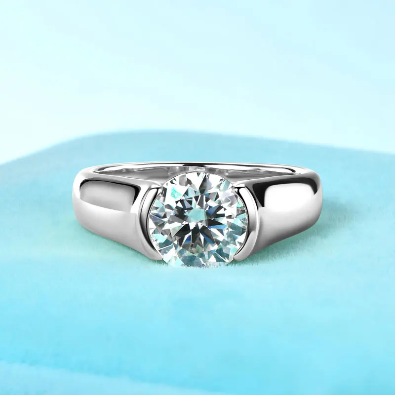 Rrjzz 6,5 mm Solitär-Ring mit rundem Schliff und D-Farbe, Moissanit-Verlobungsring, funkelnder Versprechen-Ehering für Frauen, GRA-Schmuckgeschenke – Detail 4