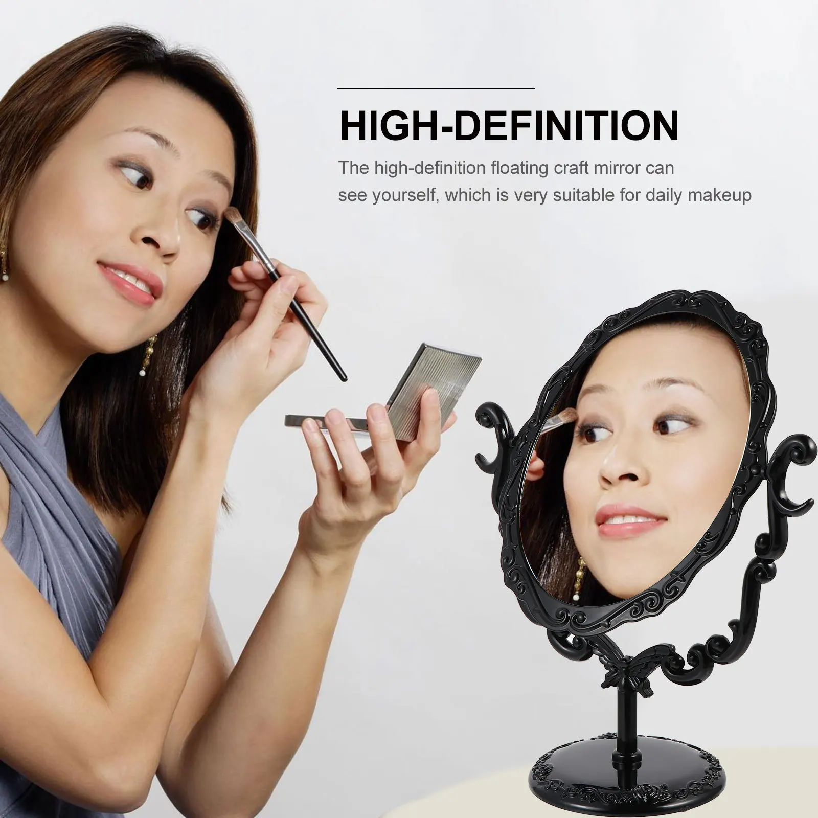 1 pçs espelho de maquiagem de mesa retro espelho rotativo do vintage base estável durável para decoração do banheiro casa