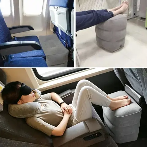 Travel Pillow Airplane 3-Layer Flight Sleeping Footrest Pillow Resting Pillow on Airplane Car Bus Pillow Inflatable Travel Foot Rest Pillow Foot Pad