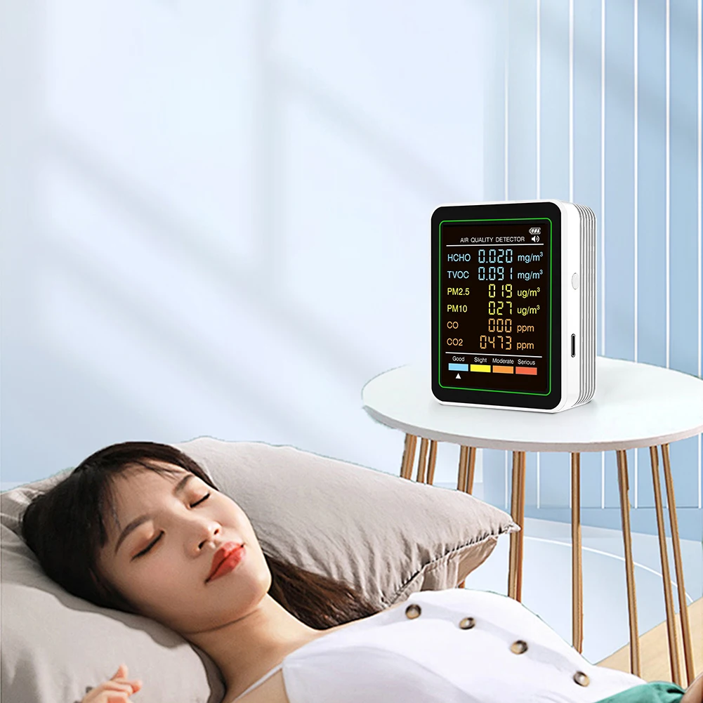 6в1 детектор качества воздуха тестер детектор температуры и влажности в реальном времени PM0.3 PM1.0 PM2.5 PM10 монитор формальдегида управление через приложение