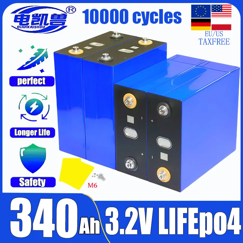 

3.2V 340AH Lifepo4 Battery Grade A 3C High PowerGolf car Energy Storage Rechargeable Battery -DIY 12V 24V 48V Duty Free