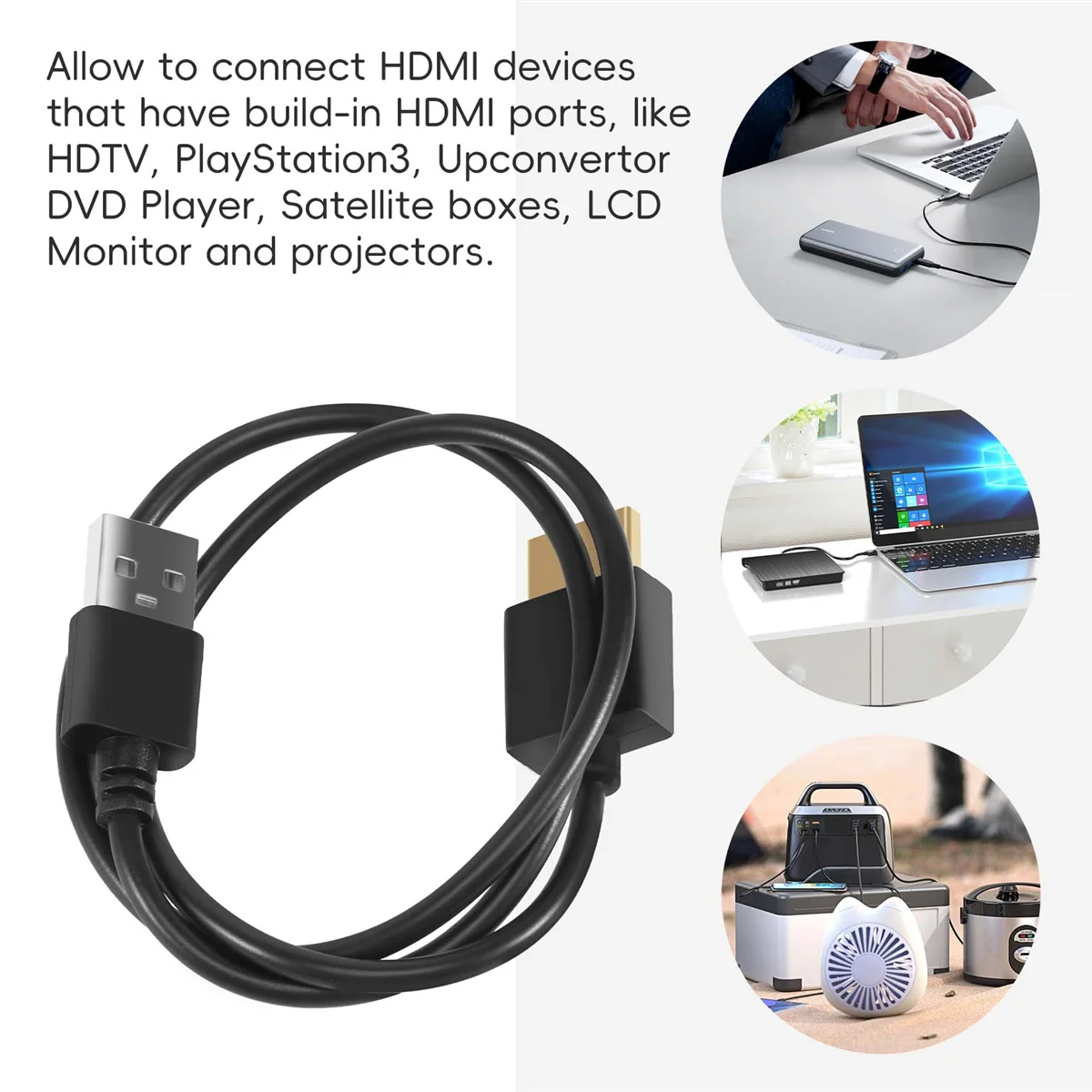 HDMI 1.4 ชายไปยัง USB 2.0 ปลั๊กอะแดปเตอร์เชื่อมต่อสายชาร์จแปลง