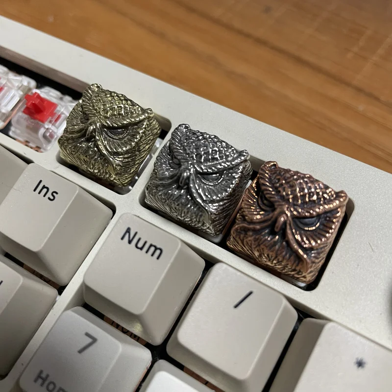 Owl Themed Keycap Original Pure Copper Personalized Metal Material Cross Axis Hole Single Piece Secondary Molding Process Cool