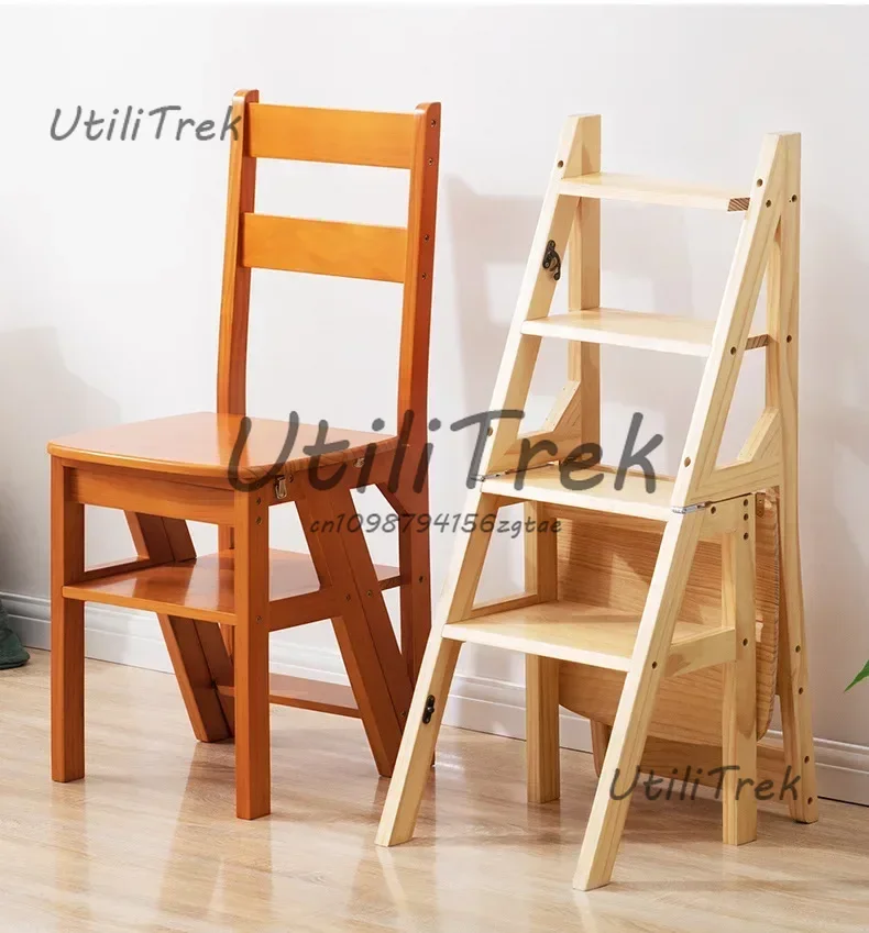 

Solid Wood Ladder Chair Household Ladder Chair Folding Dual-use Ladder Stool Indoor Climbing Pedal Stair Multi-function