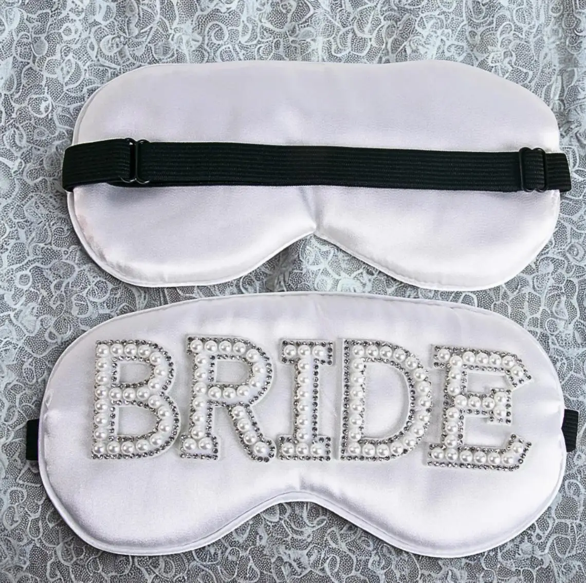 

Pearl Rhinestone BRIDE Letter Decoration Wedding Party Lighting Sleeping Eye Mask