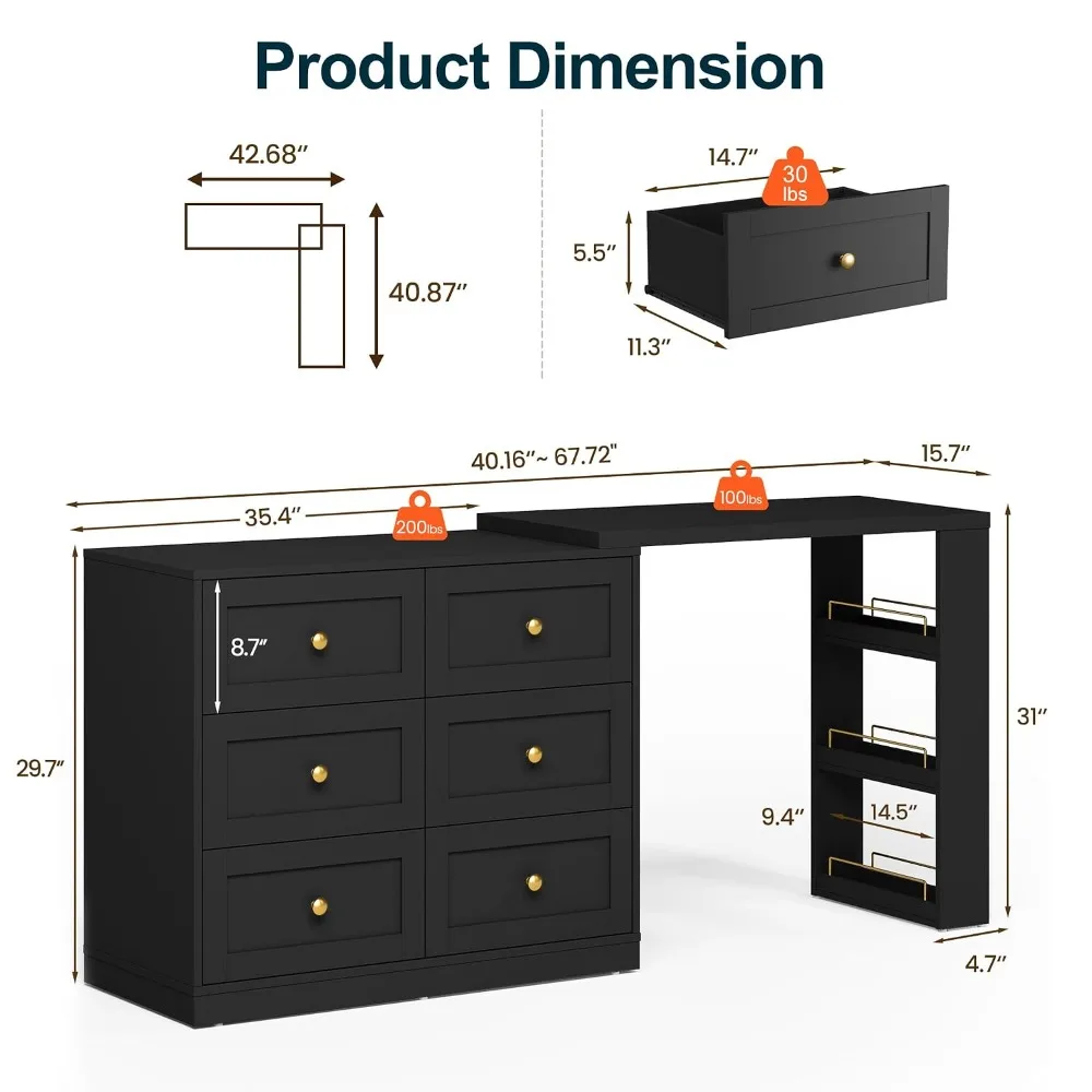 Vanity Desk and Dresser Combo, 67