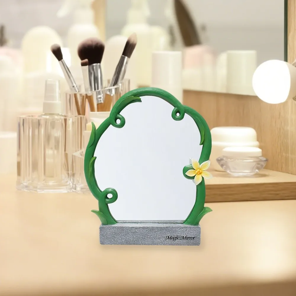 Espelho em forma de videira de flor portátil com base espelho de maquiagem de alta clareza decoração durável mini espelho cosmético para viagens em casa
