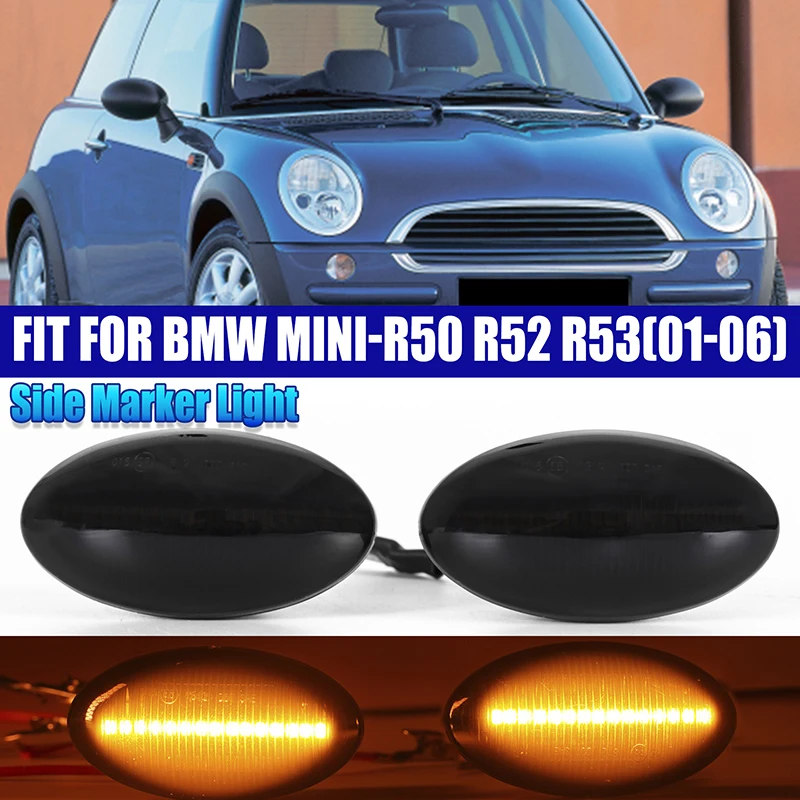 Rhyming Auto Turn Signal Light Dynamic LED Side Marker Lamp Smoked Black Fit For BMW  Mini R50 R52 R53 2001-2006 Car Accessories