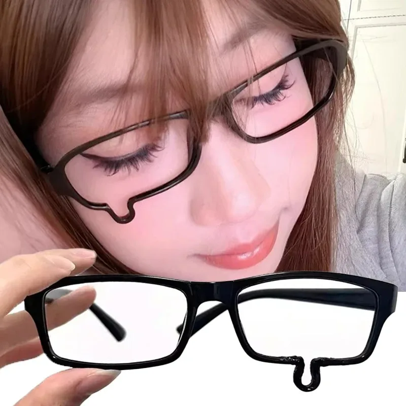Anime Crying Tears Glasses for Women 2026 Unisex Black Eyeglass Frame Retro Kawaii Fashion Halloween Carnival Accessories view 3