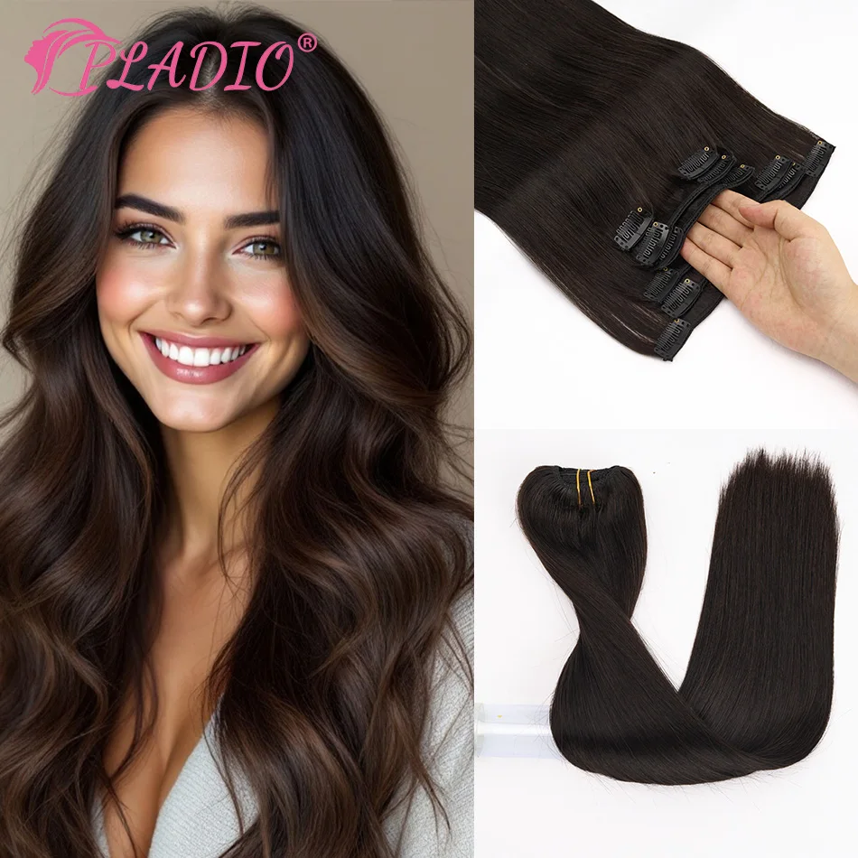 pladio-7pcs-clip-in-remy-brazilian-human-hair-extensions-seamless-invisible-weft-straight-hair-pieces-for-women-natural-black