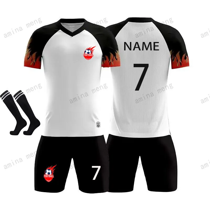 Children Football Jerseys Men Boys Soccer Clothes Sets Short Sleeve Kids Football Uniforms Adult Kids Soccer Tracksuit Jersey