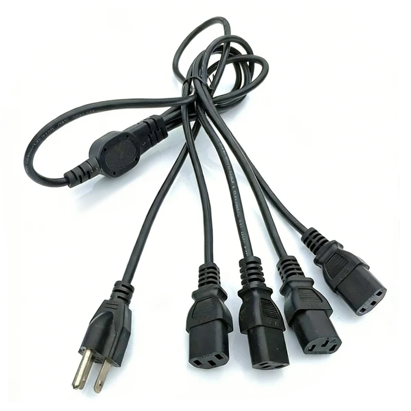 1 to 1/2/4way Power Supply Cable IEC320 C13 AC Splitter Power Cord 1.5m Extension Cord For PC Computer PSU Monitor Printer