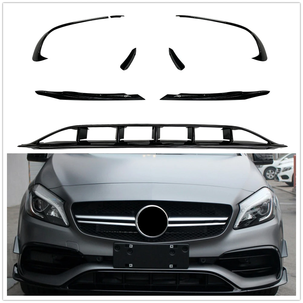 Front Spoiler Lip Lower Bumper Hood Cover Splitter Air Vent Trim Canards For Mercedes Benz A Class W176 A45 AMG Sport 2016-2018