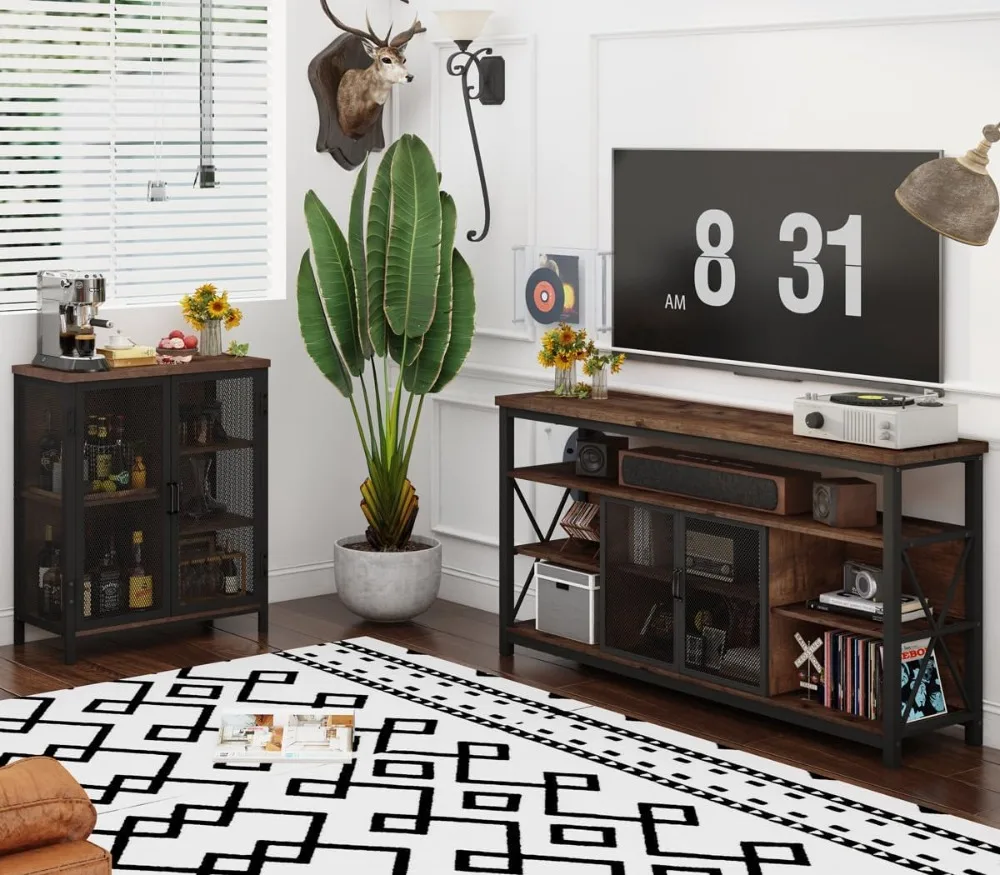 커피 바 주류 보관 캐비닛, 가정용 주방 소형 수납장, 농가 스타일 사이드보드 뷔페 캐비닛, 산업용 알코올 보관함