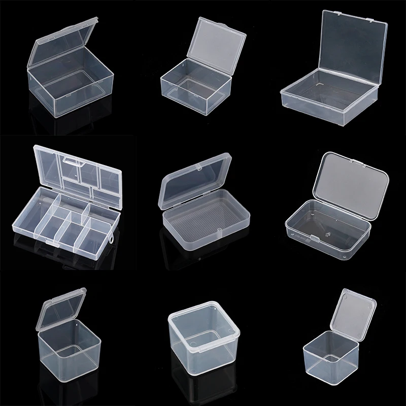 1 Stuks Nieuwe Transparante Opbergdozen Met Deksel Rechthoek Plastic Kleine Collectie Container Case Kaarten Sieraden Vierkante Organizer