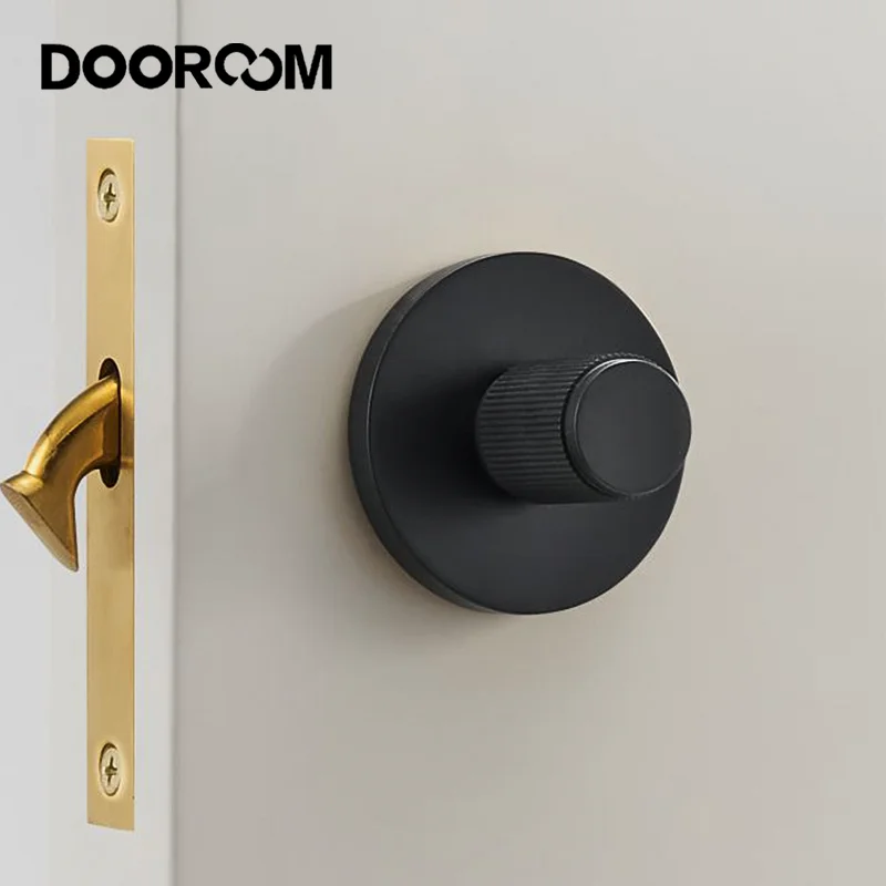 Imagem -02 - Dooroom-solid Brass Copper Sliding Door Knob para Banheiro Bloqueio de Emergência Fio Preto Uma Palavra