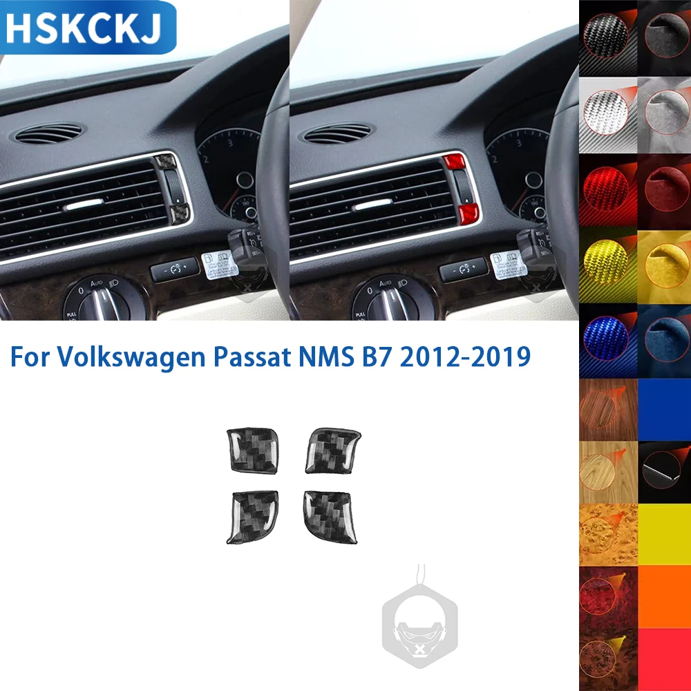 

For Volkswagen Passat NMS B7 2012-2019 Accessories Real Soft Carbon Fiber Car Interior Dashboard Air Vent Cover Trim Sticker